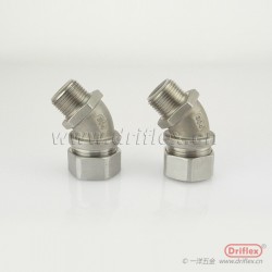 304不銹鋼45度接頭金屬軟管連接器NPT3/8-NPT2“